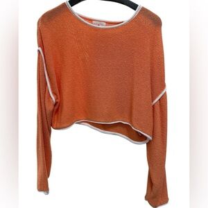 Promesa Orange Knit Top with White Edging
